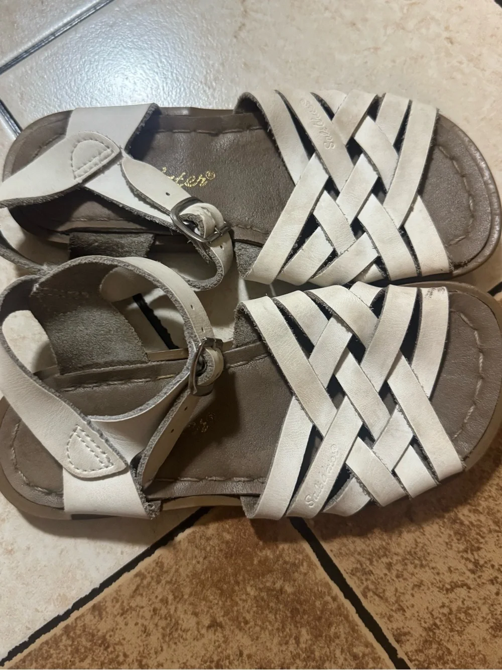 Salt Water Sandals by Hoy White Braided Leather Kids Sandals